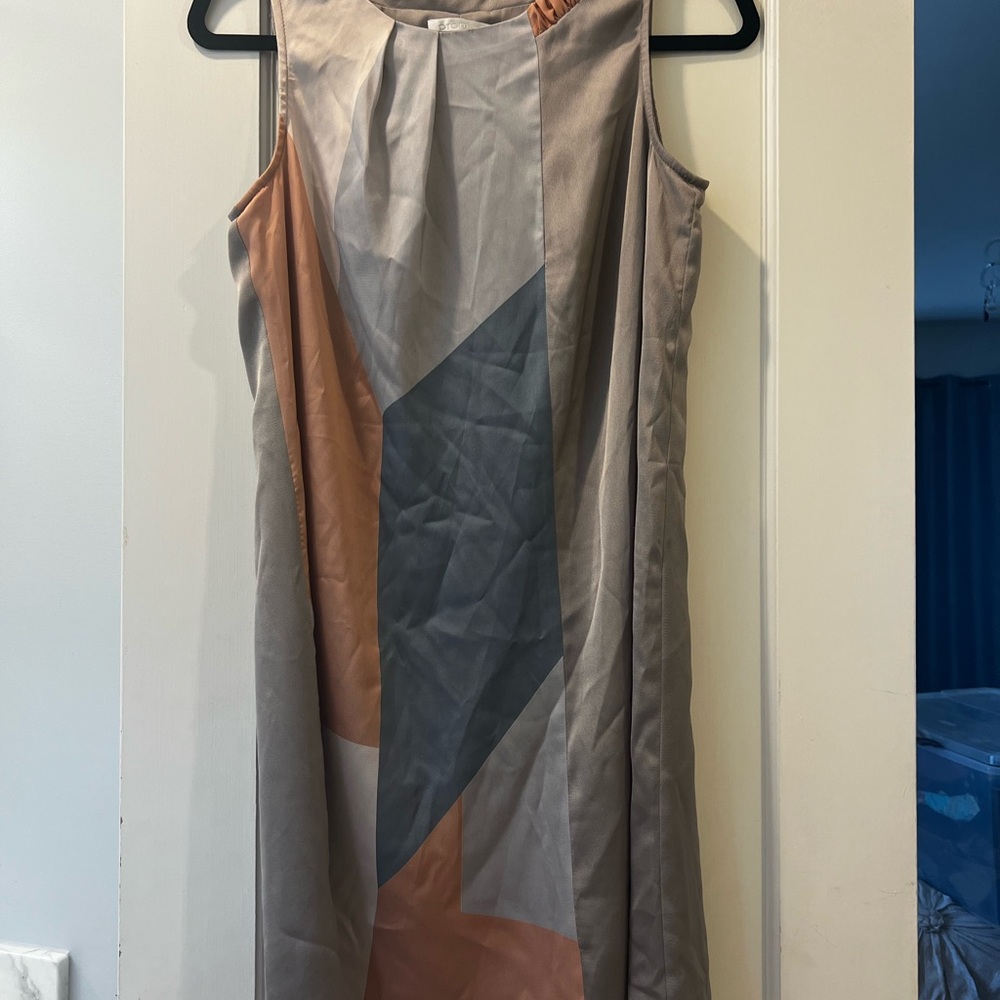 Promod Asymmetrical Dress in Beige and Gray